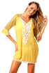 Sexy Pineapple Crochet Pom Pom Trim Beach Tunic Cover up